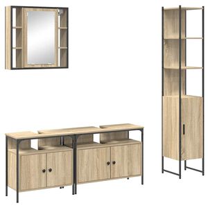 vidaXL Комплект мебели за баня 4 бр. Сонома дъб 33 x 33 x 185,5 см