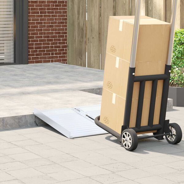 vidaXL Рампa за инвалидна количка Сребрист 62 x 73 x 5 см Алуминий