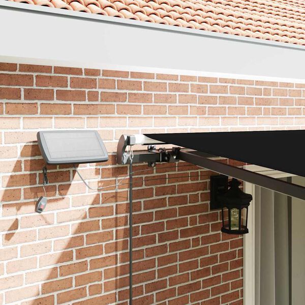 vidaXL Сгъваем навес С LED лентисти светлини Черно 450 &times;350 cm текстил