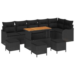 vidaXL Градински Софа Комплект 10 бр. 9-Брой места Черно