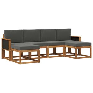 vidaXL Комплект дивани за открито 6 pcs Натурален и Антрацит Полиестер