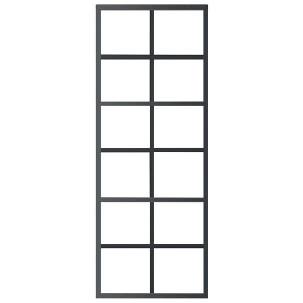 vidaXL Плъзгаща се врата с механизъм, ESG стъкло и алуминий, 76x205 см