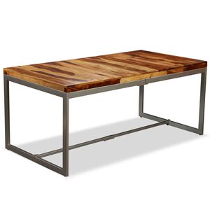 vidaXL Трапезна маса, акация масив и стомана, 180 cм
