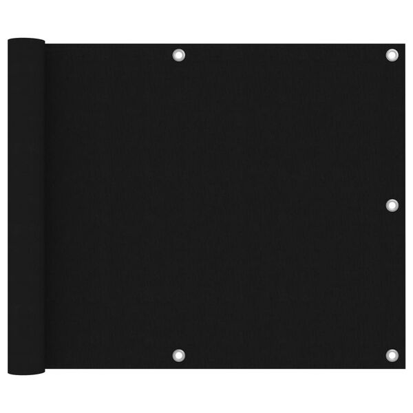 vidaXL Балконски параван, черен, 75x400 см, плат оксфорд