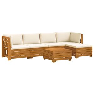 vidaXL Комплект дивани за открито 6 Брой Кафяво Солидно акациево дърво