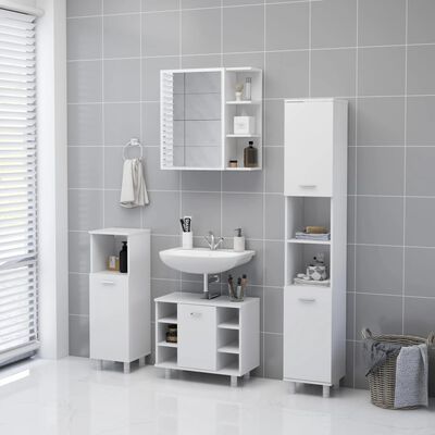 vidaXL Шкаф за баня с огледало, бял, 62,5x20,5x64 см, ПДЧ