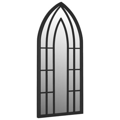 vidaXL Градинско огледало черно 70x30 см желязо за външна употреба