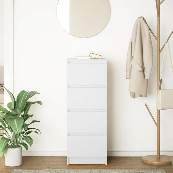 vidaXL Сайдборд, бял, 37,5x35x99 см, инженерно дърво