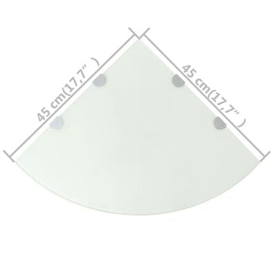vidaXL Ъглови рафтове, 2 бр, бяло стъкло с държачи хром, 45x45 см