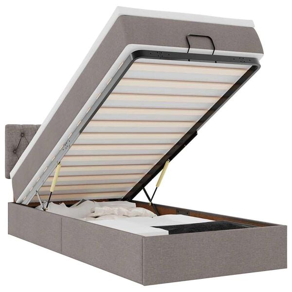 vidaXL Османска легло с матрак и LED, таупе, 90x200 см, плат