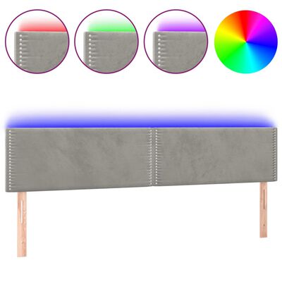 vidaXL LED горна табла за легло, светлосива, 180x5x78/88 см кадифе