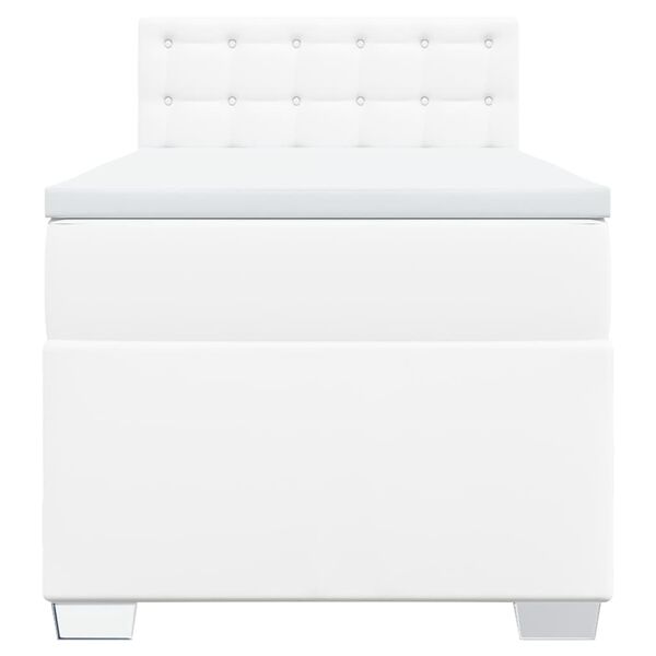 vidaXL Боксспринг легло с матрак, бяло, 100x200 см, изкуствена кожа