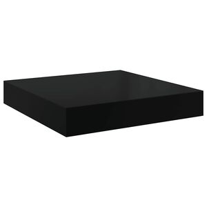 vidaXL Окачен стенен рафт, черен гланц, 23x23,5x3,8 см, МДФ