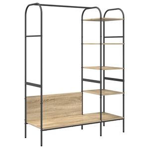 vidaXL Държач за дрехи Кафяв дъб 120 x 44 x 160 см Инженерна дървесина