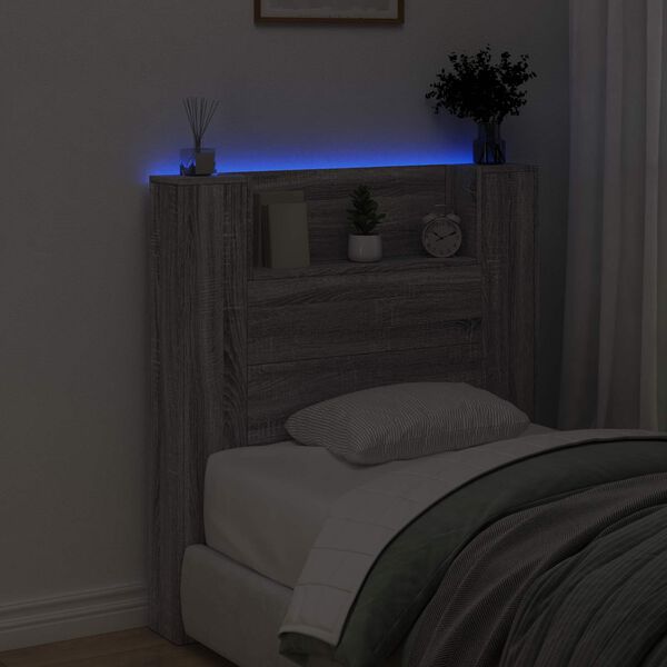 vidaXL Облегалка за глава с рафт Сив Сонома 100 x 16,5 x 103,5 cm