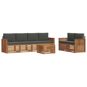 vidaXL Комплект дивани за открито 7 pcs Натурален и Антрацит