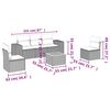 vidaXL Градински диван с възглавници, 6 части, полиратан, сив