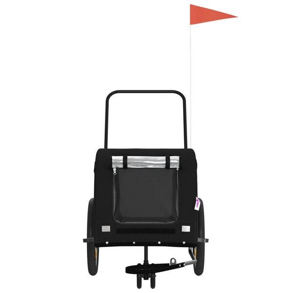 vidaXL Ремарке за колело за любимци черно Оксфорд плат и желязо