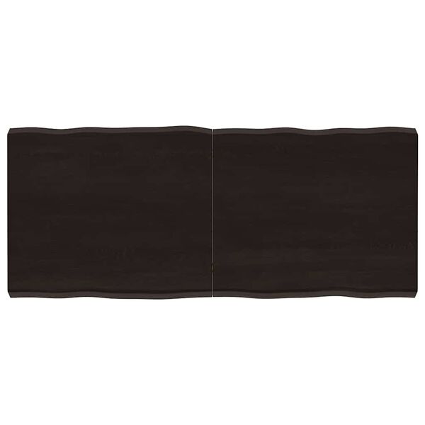 vidaXL Плот за маса тъмнокафяв 140x60x(2-6) см обработен масивен дъб