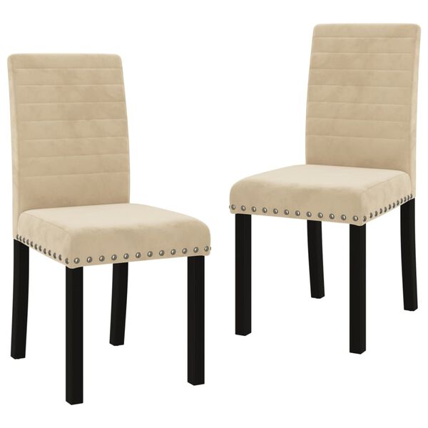 vidaXL Трапезни столове, 2 бр, кремави, кадифе