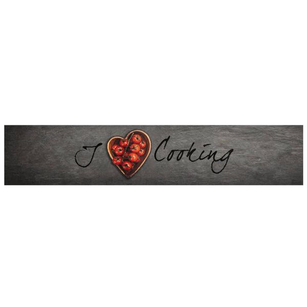 vidaXL Кухненско килимче, миещо, текст Cooking, 60x300 см, кадифе