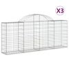 vidaXL Габионни кошници арка 3 бр 200x30x80/100 см поцинковано желязо