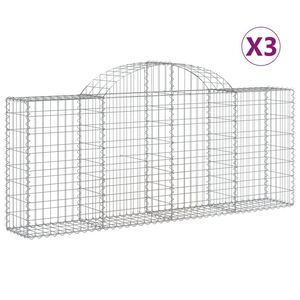vidaXL Габионни кошници арка 3 бр 200x30x80/100 см поцинковано желязо
