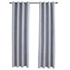 vidaXL Затъмняващи завеси с метални халки, 2 бр, сиви, 140x245 см