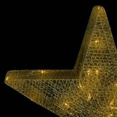vidaXL Коледна украса звезди 3 бр златисти мрежа LED открито/закрито