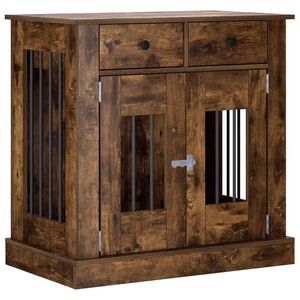 vidaXL Мебели за кучешка клетка Опушен дъб 80 x 47,5 x 80 см