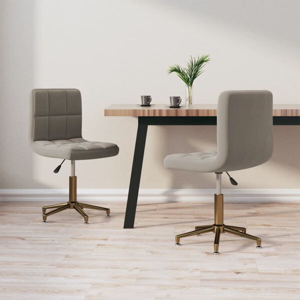 vidaXL Въртящи се трапезни столове, 2 бр, светлосиви, кадифе