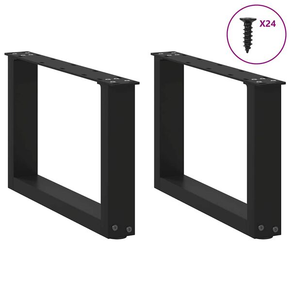 vidaXL Крака за масичка за кафе, U-образни, 2 бр., черни, 50 x (30-31) см, стомана