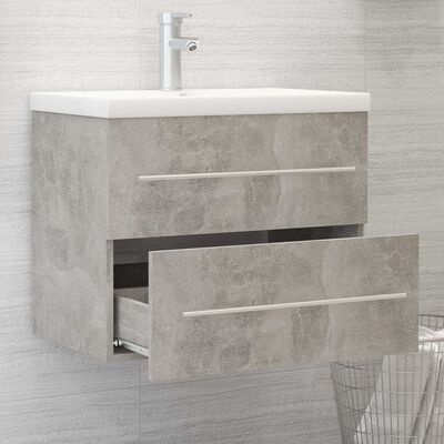 vidaXL Долен шкаф за мивка, бетонно сив, 60x38,5x48 см, ПДЧ