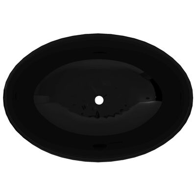 Луксозна керамична мивка, овална, черна, 40 х 33 см