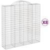 vidaXL Габионни кошници арка 8 бр 200x50x200/220 см поцинковано желязо