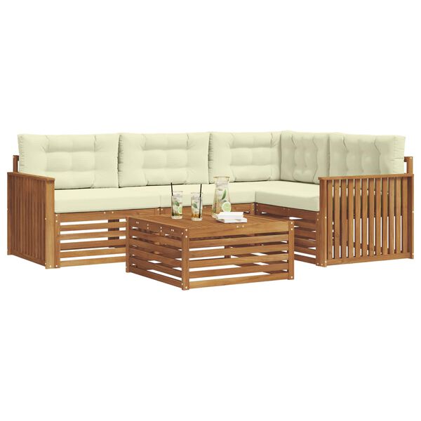 vidaXL Комплект дивани за открито 5 pcs Натурален и Крема