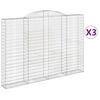 vidaXL Габионни кошници арка 3 бр 300x30x200/220 см поцинковано желязо