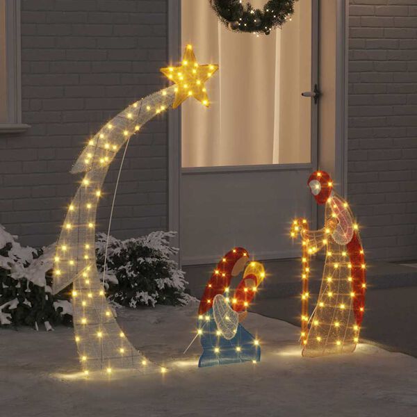 vidaXL Сцена на Рождество Христово Топло бяло 149 x32 x 127.5 см