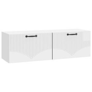 vidaXL Стенно монтиран ТВ шкаф Бял гланц 98 x 31 x 30 см