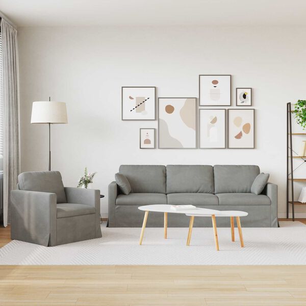 vidaXL Диван 2 pcs Светлосиво 228 x 78 x 80 см Кадифе