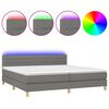 vidaXL Боксспринг легло с матрак и LED, тъмносива, 200x200 см, плат