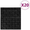 vidaXL 3D тапети Тухли, самозалепващи се, 20 бр, черни