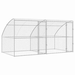 vidaXL Кучешка клетка 2 pcs Сребрист 4 x 2 x 2 m Поцинкована стомана