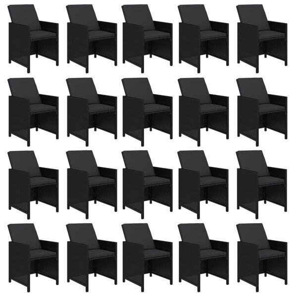 vidaXL Градински комплект с възглавници 21 части полиратан черен