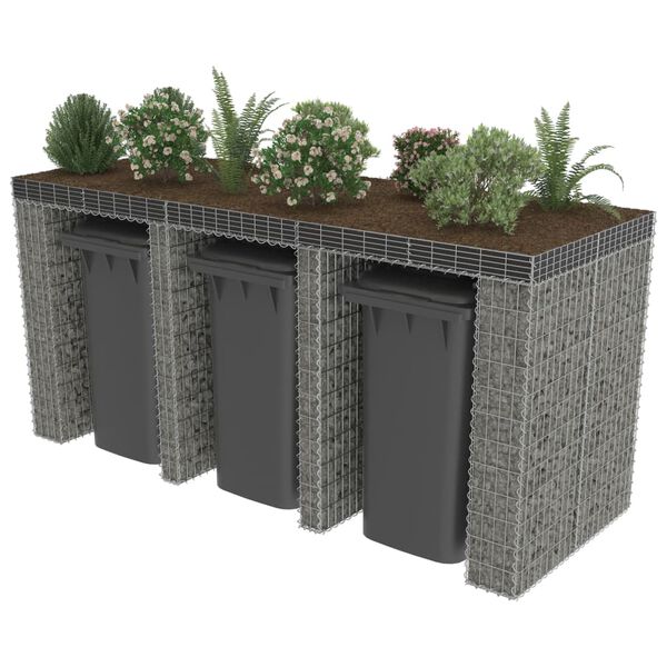 vidaXL Габионна стена за контейнер поцинкована стомана 270x100x130 см