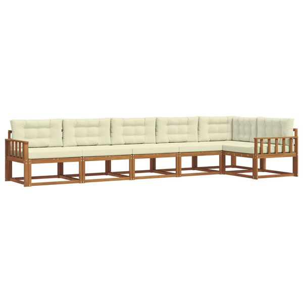 vidaXL Комплект дивани за открито 6 pcs Натурален и Крема