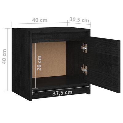 vidaXL Нощни шкафчета, 2 бр, черни, 40x30,5x40 см, бор масив