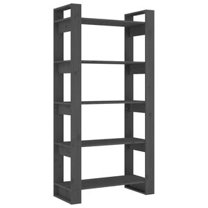 vidaXL Библиотека/разделител за стая, сива, 80x35x91 см, бор масив