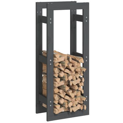 vidaXL Поставка за дърва за огрев сива 41x25x100 см масивно дърво бор