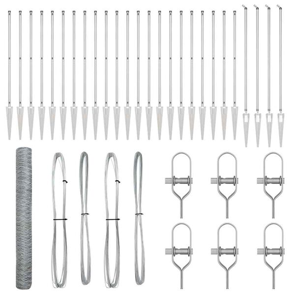 vidaXL Стълб за ограда. Сребрист 50 x 1,4 м (50 мм мрежа) Стомана